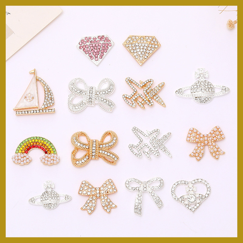 เครื่องประดับโลหะผสมสังกะสี DIY เพชรรุบี้ระยิบระยับ สำหรับเสื้อผ้า รองเท้า และตกแต่งเคสโทรศัพท์