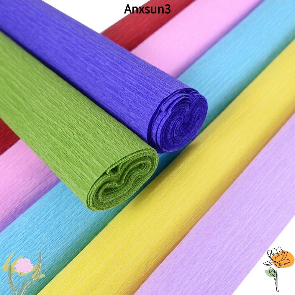 Anxsun3 กระดาษห่อดอกไม้ กระดาษย่นหนา กระดาษเครป DIY ดอกไม้ทํามือ วัสดุบรรจุ
