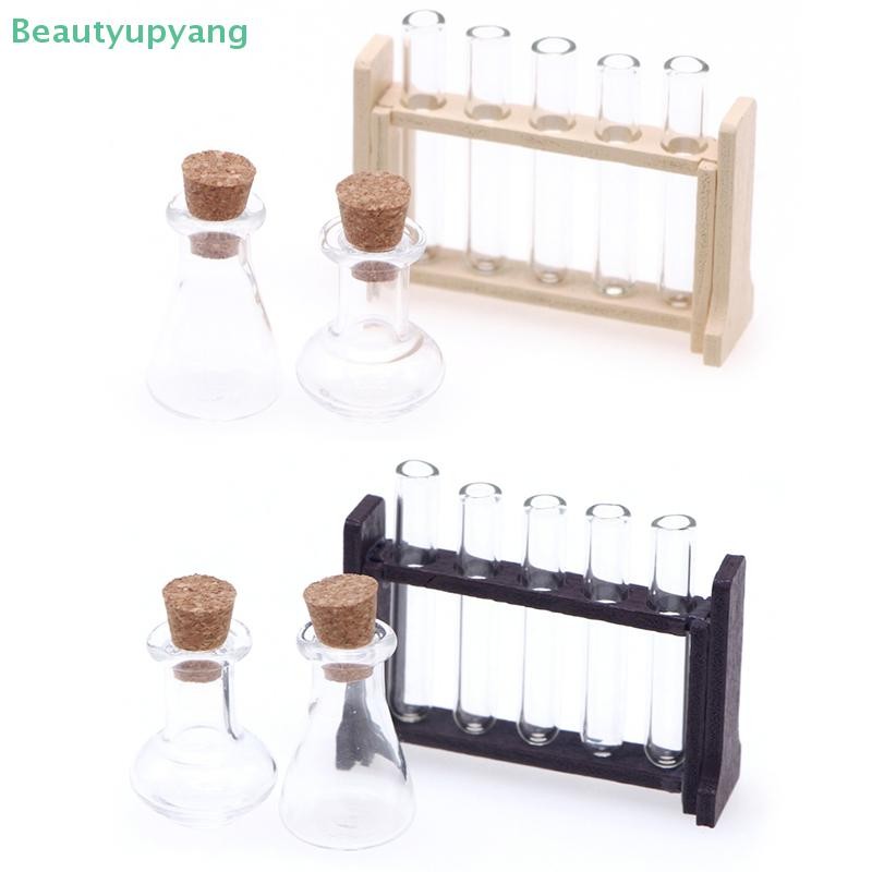 [Beautyupyang] 1 ชุด 1:12 Dollhouse Miniature Test Tube ถ้วยตวงพร้อม Rack ห้องปฏิบัติการชุดตกแต่งของเล่นตุ๊กตาเครื่องใช้ในบ้าน