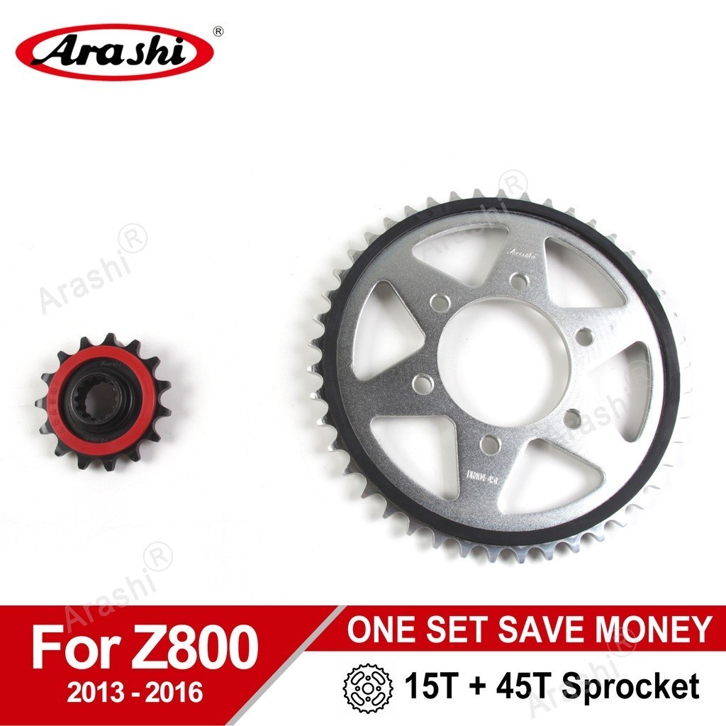 Arashi 520 ด้านหน้า 15T ด้านหลัง 45T รถจักรยานยนต์ยาง Cushioned Sprocket สําหรับ KWASAKI Z800 ZR800 