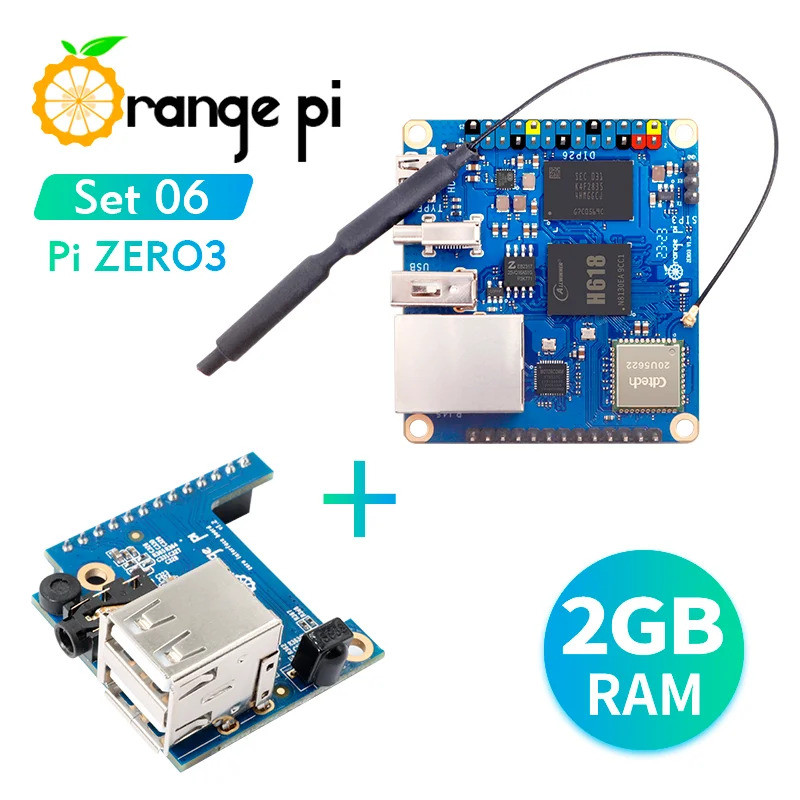 [In stock]Orange Pi Zero 3 2GB+Interface Extension Board, DDR4 Allwinner H618 WiFi Bluetooth Mini PC