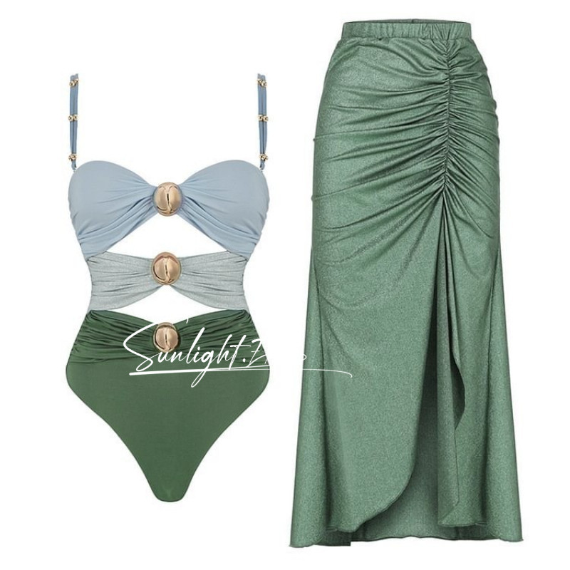 [พร้อมส่ง]swimsuit womenเซ็กซี่ชุดว่ายน้ําสุภาพสตรีบิกินี่สูทปาเก็ตตี้สายชุดว่ายน้ําสลิงชุดชายหาด