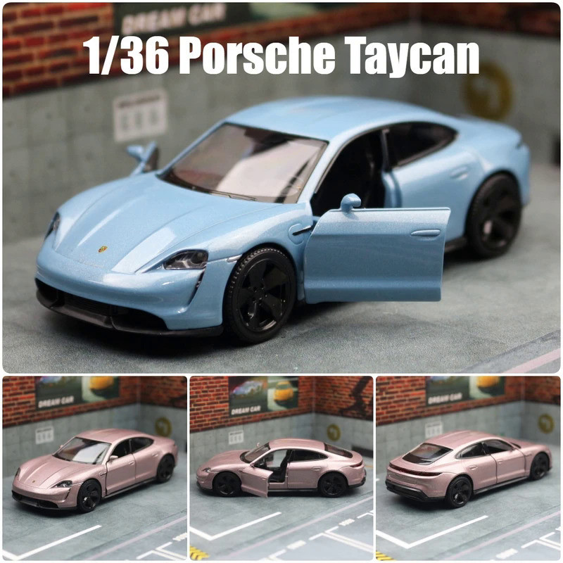 1/36 Porsche Taycan Toy Car Model For Children RMZ CiTY Diecast Super Sport Miniature Pull Back Coll