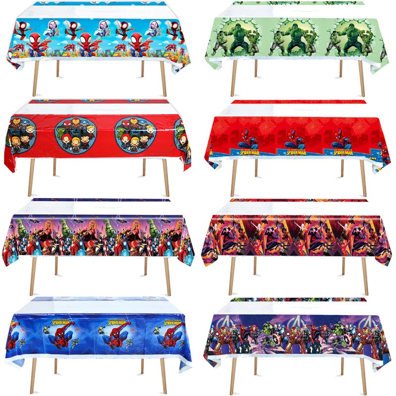 1pcs 108*180 ซม.พลาสติก isney Avengers วันเกิด Party Decor SpiderMan Super Hero ทิ้งผ้าปูโต๊ะเด็ก Shower Party Supplies สําหรับชาย