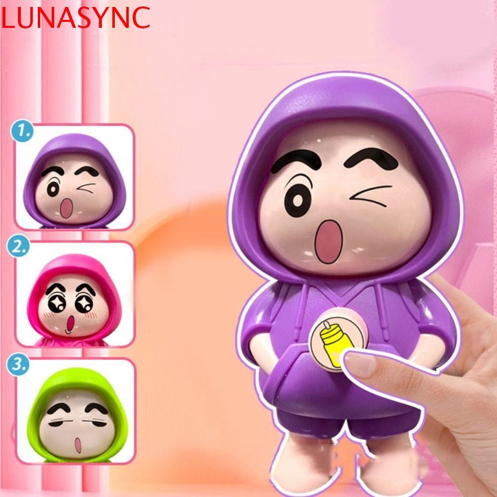 Lunasync ตุ๊กตาเปลี่ยนหน้าเครยอนชินจังพร้อมพวงกุญแจพลาสติกของเล่นแต่งหน้าหน้าชินจัง,ตุ๊กตาโมเดลสไตล์จีนงานฝีมือ DIY 3 ของเล่นเปลี่ยนหน้าตุ๊กตาคริสต์มาส