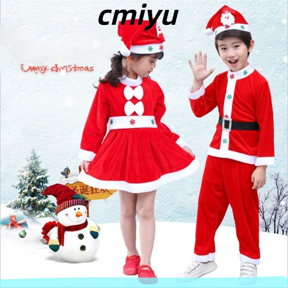 Cmiyu เด็กคริสต์มาสเสื้อผ้า,ปีสีแดงชุดเครื่องแต่งกายคอสเพลย์, Santa Claus Soft Plush Warm Xmas ชุดสวมใส่ชายหญิงเด็กวัยหัดเดิน