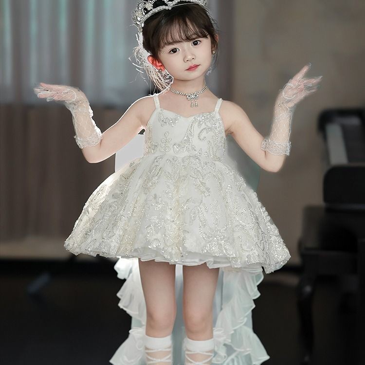 สาว2024ฤดูร้อนใหม่กล่องดนตรีชุดเจ้าหญิงชุดแต่งงานสาวดอกไม้ลากหางชุดสมบัติหญิง