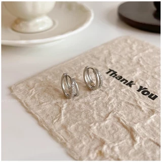 Bling Zircon รอบวงกลม Dangle ต่างหูหัวเข็มขัดหู Studs อุปกรณ์เสริม