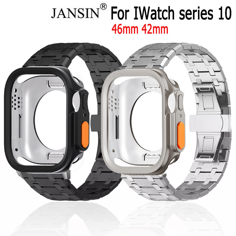 สาย + เคส Iwatch series 10 สายนาฬิกาสแตนเลส พร้อมเคส สำหรับ iwatch series 10 46mm 42mm