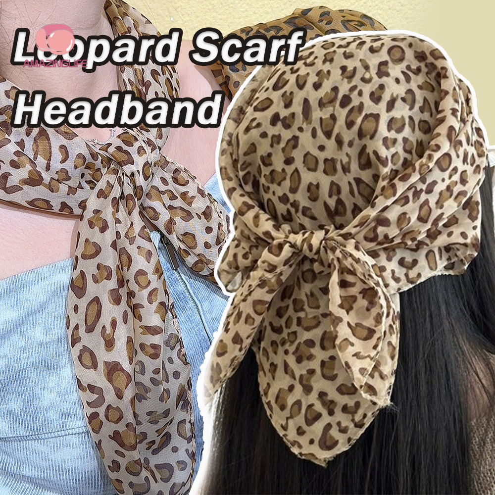 Retro Elegent Leopard Headscarf - ผ้าพันคอแบบใช้คู่คุณภาพสูงของผู้หญิง - เสือดาวพิมพ์ผ้าพันคอคอ Kerc