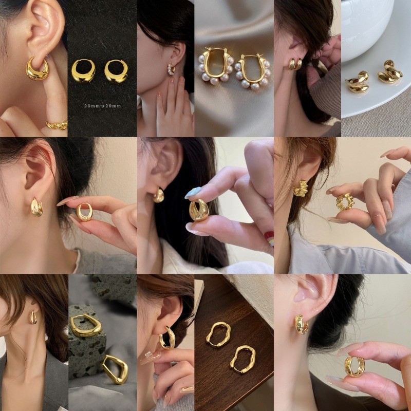 เกาหลี Vintange Dangle Hoop ต่างหูต่างหูสตั๊ดต่างหูเครื่องประดับหูอุปกรณ์เสริม
