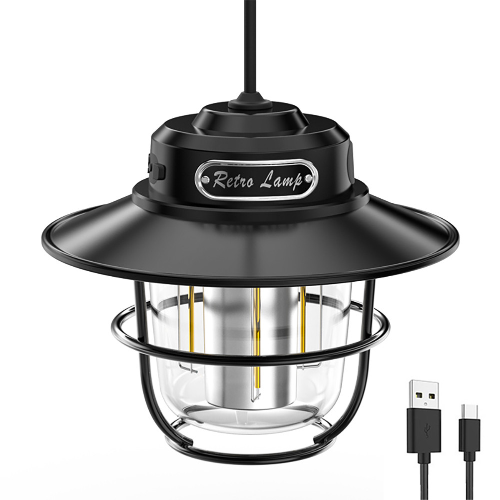 โคมไฟแขวน LED Vintage 200LM ไฟตั้งแคมป์แบบพกพาสําหรับการผจญภัยกลางแจ้ง A