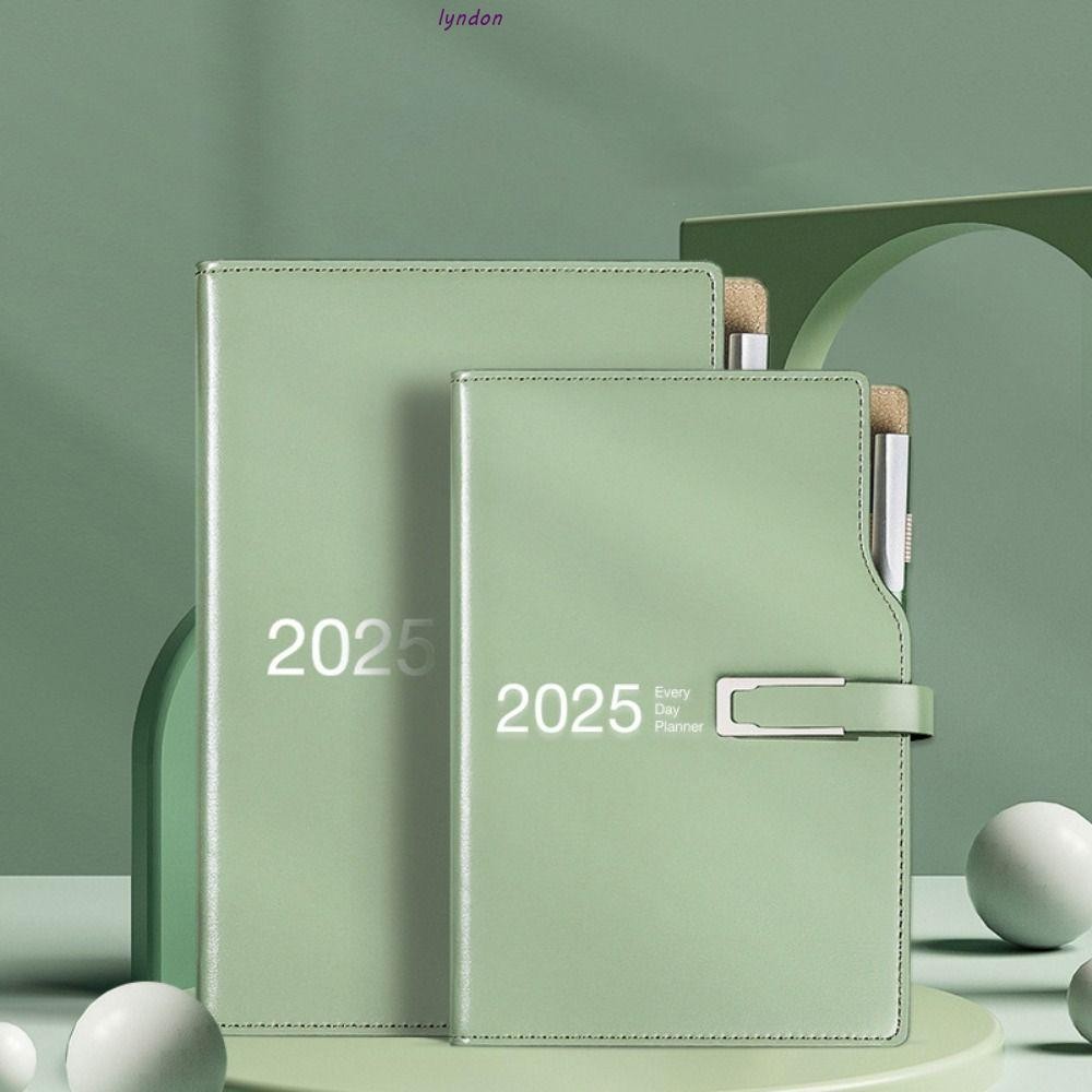 Lyndon 2025 สมุดบันทึก Journal, A5/A6 Soft PU Cover 2025 Agenda Planner Notebook, Time Organizer Creative มัลติฟังก์ชั่น 176 หน้า 365 วัน Notepad School