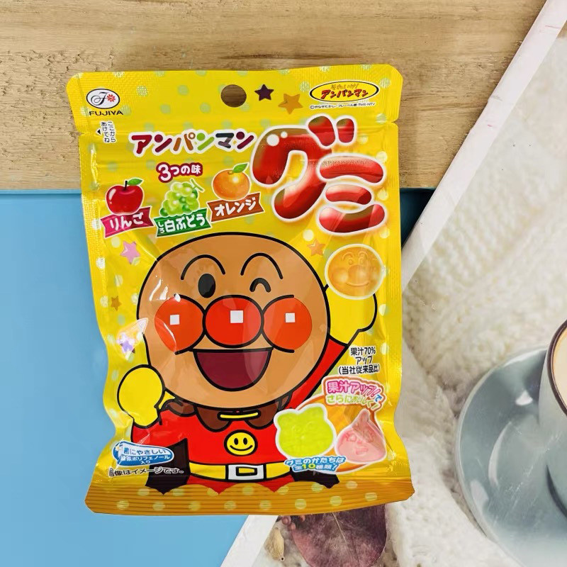 ญี่ปุ่นนําเข้า Fujiya Marshmallow Anpanman Baby Childrens Toothguard Candy Fruit Snacks QQ Apple