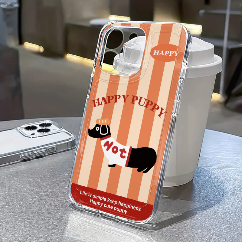 GOOD การ์ตูน เคสไอโฟน16 11 7Plus 13 IPhone 14 12 8 15 Pro Max 11 8 7 Max XS XR X พุดเดิ้ล ความสุข ลูกหมา น่ารักจัง เคส