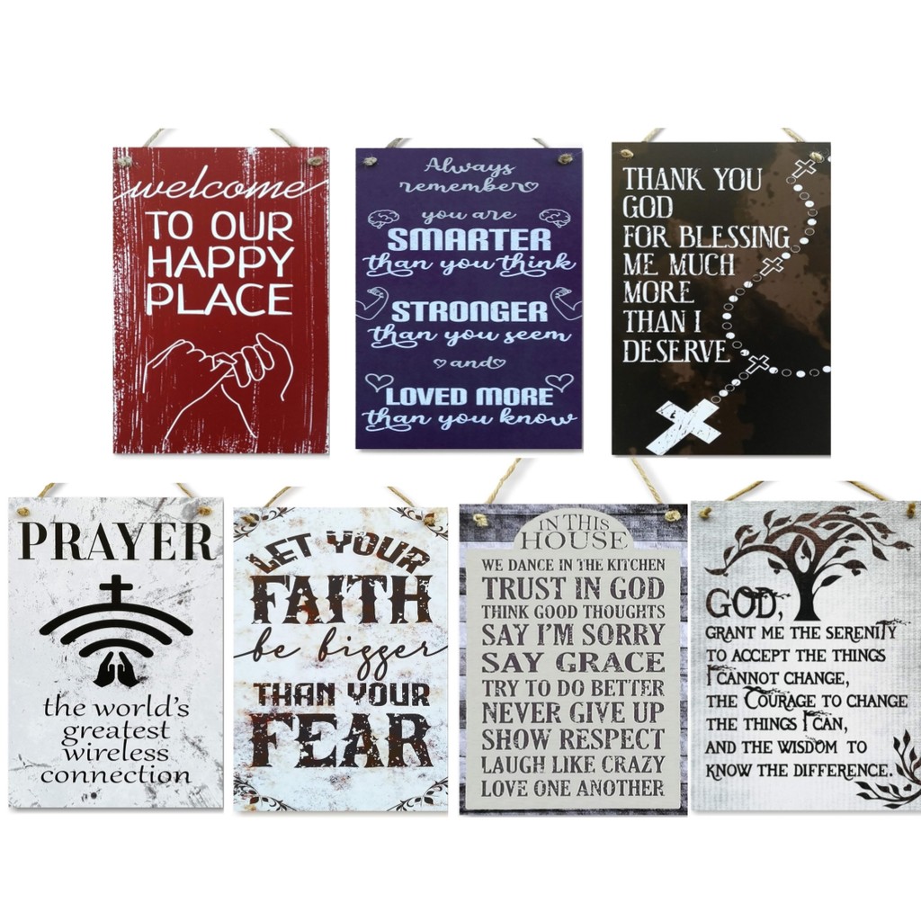 แผ่นแขวนไม้ 1 ชิ้น ป้าย พระเจ้า กราน ฉัน ความจริงใจ คูเรจ ภูมิปัญญา | ป้ายตกแต่งบ้านทางศาสนา Faith a