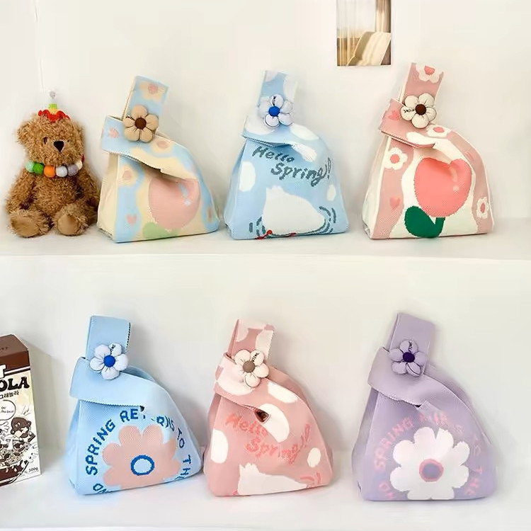 candy girl: พร้อมส่งไทย:กระเป๋าถือลําลอง ผ้าถัก ลายสก๊อต แฮนด์เมด ZB136