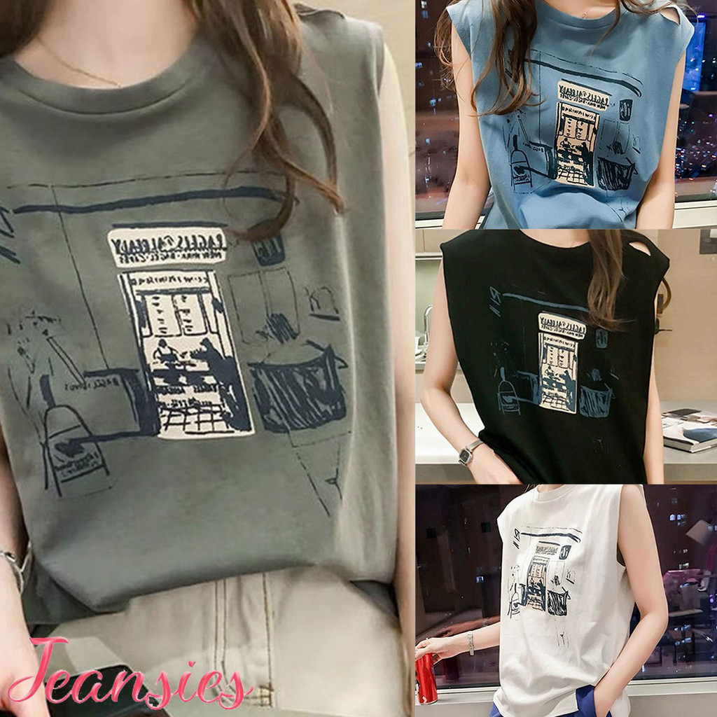 เสื้อแขนกุดสีเขียวทหาร สำหรับสาวๆ ใส่สบายช่วงฤดูร้อน