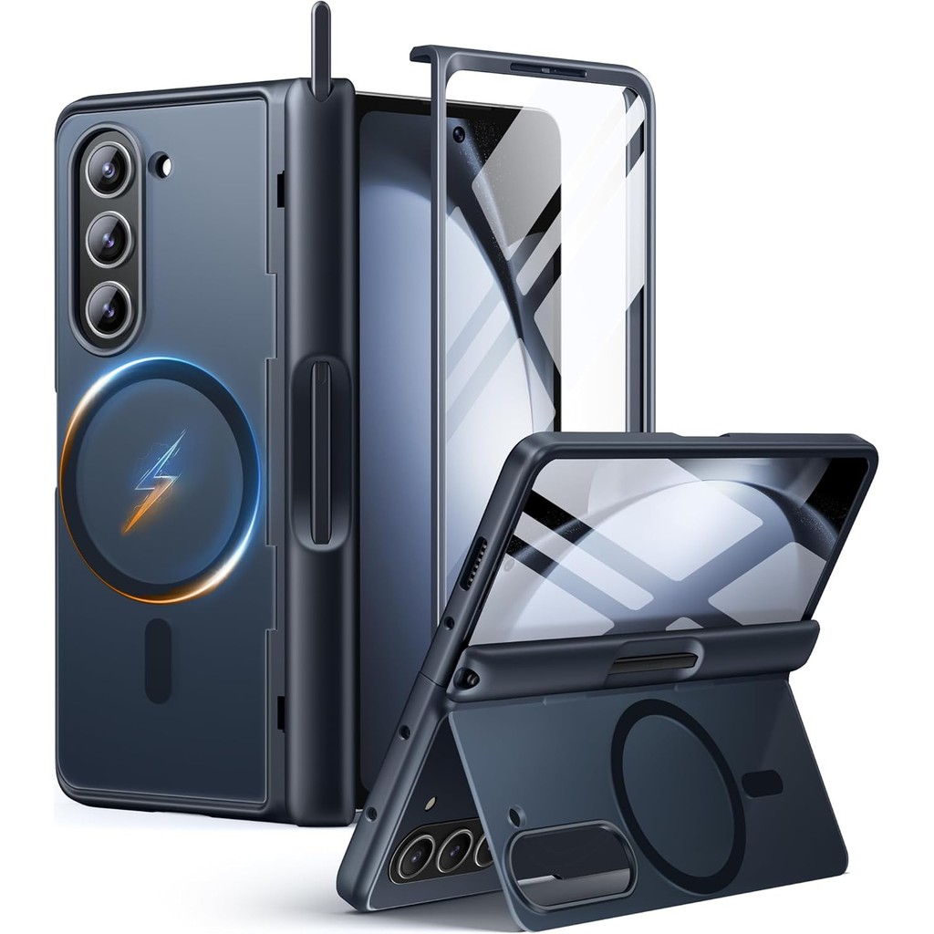 Mobosi สําหรับ Samsung Galaxy Z Fold 5 Z Fold 6 Case [ขาตั้งและบานพับในตัวและตัวป้องกันหน้าจอ] เคสโทรศัพท์กันกระแทกแบบเต็มตัวสําหรับ Z Fold5 พร้อม