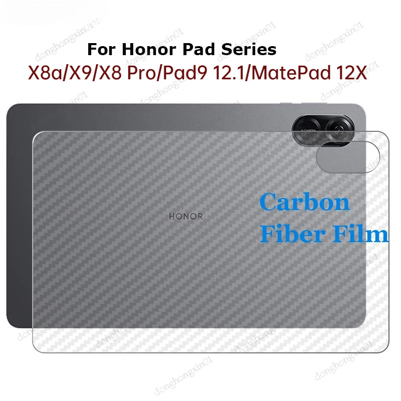 สําหรับ Honor Pad X8A X9 Pad 9 12.1 แท็บเล็ต 8 6 X9 11.5 X8 Matepad11.5 MatePad 12 X 11.5S 2024 SE 11 2023 Pro12.7 3D คาร์บอนไฟเบอร์ด้านหลังด้านหลังฟิล์ม Stiker ป้องกันหน้าจอ