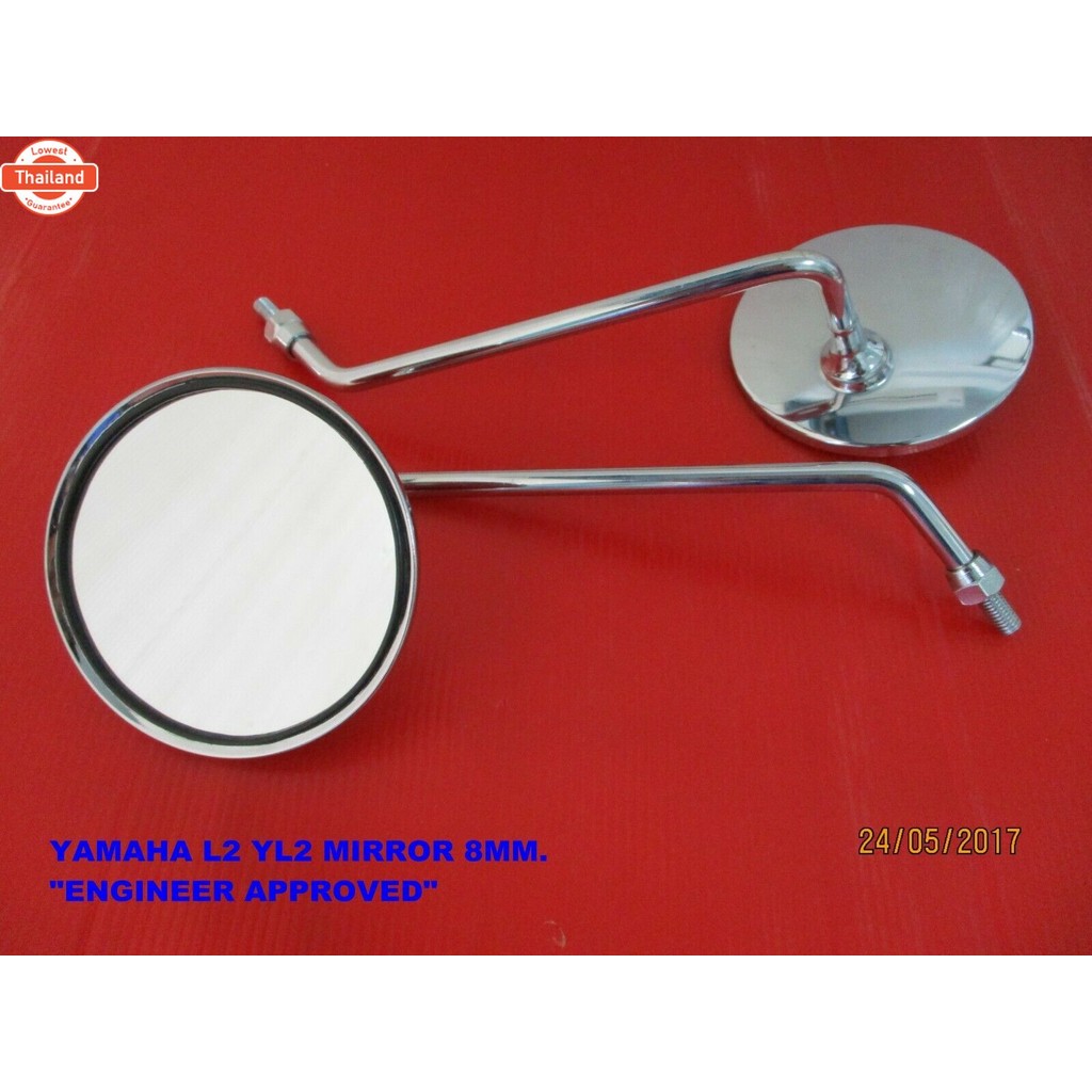 SIDE MIRROR SET  Thread 8mm. IRON Fit For YAMAHA L2 YL2 F5 FS1 YG5 YA6 YA7 DX100 กระจกมองข้าง เกลียว