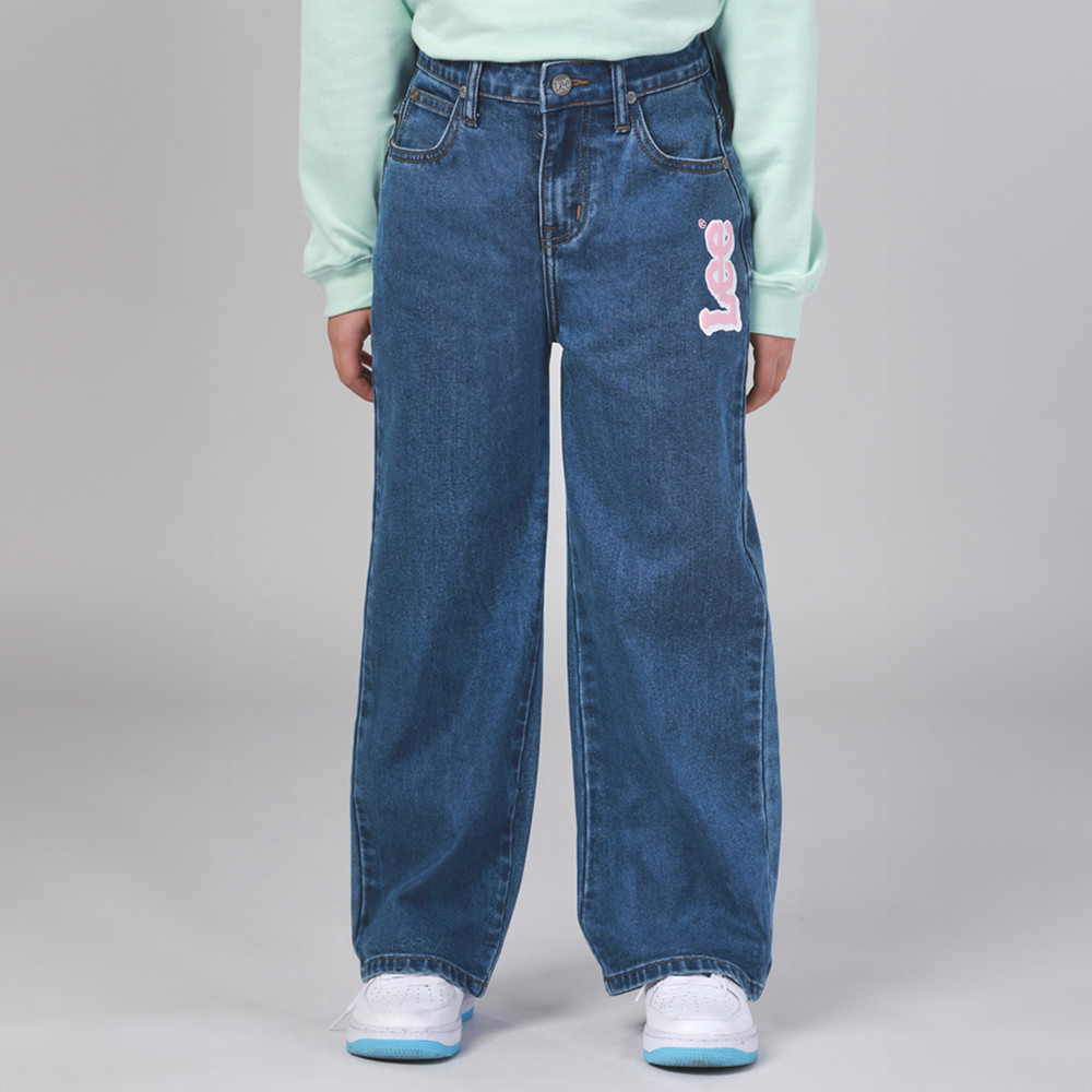 LEE KIDS กางเกงยีนส์เด็กผู้หญิง คอลเลคชั่น Bold & Bright เอวสูง ทรงกระบอก ทรง Wide Leg รุ่น LK S524GSEAN62 สียีนส์กลาง