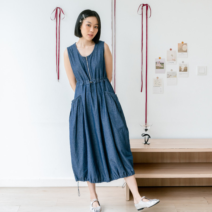 NOAeveryday l JINZU Denim Balloon Dress l Womens Dress l Womens Denim Balloon Dress