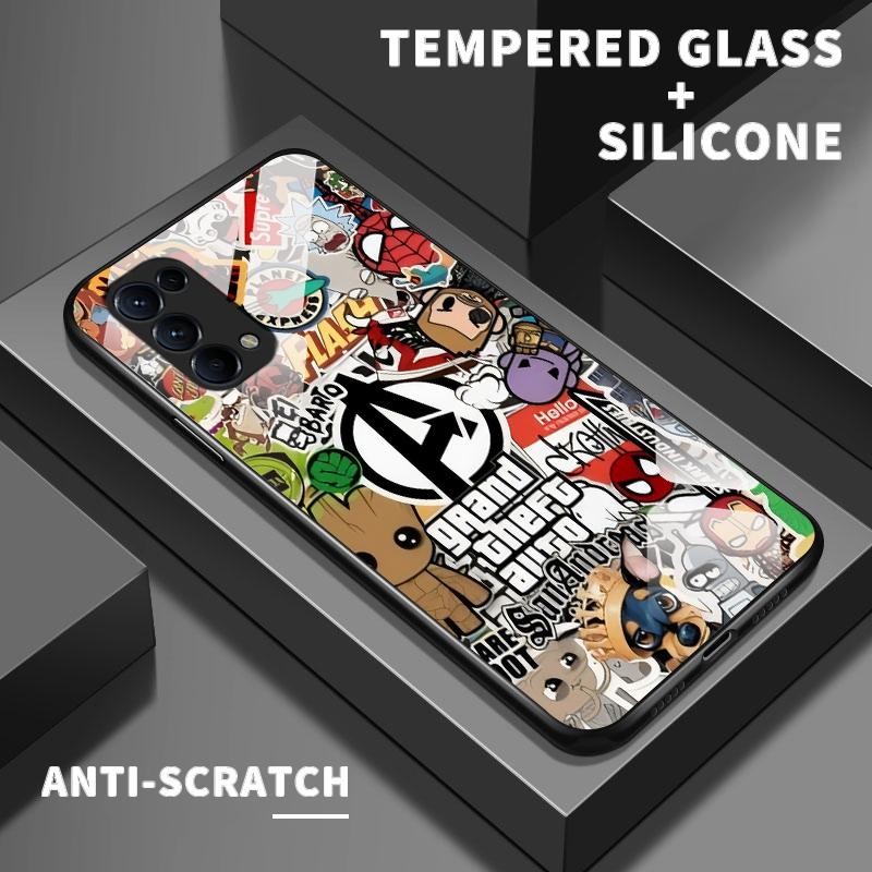 เหมาะสำหรับ OPPO Reno5 4G 5G Reno4 F Lite Reno2 Z Reno3 กรณีโทรศัพท์มือถือ Fashions Creative Graffit