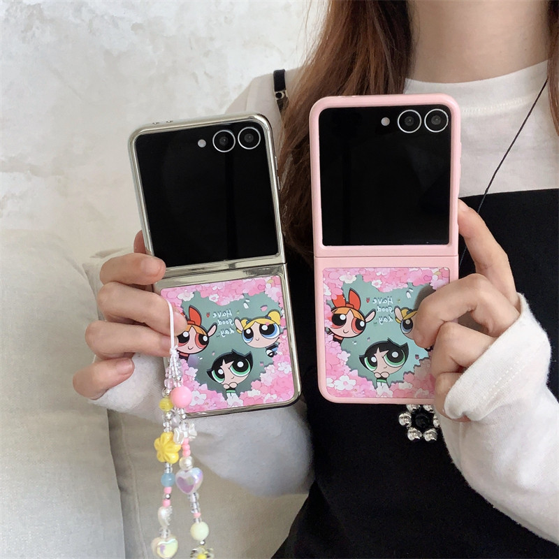 ปลอกกันชนน่ารักสําหรับ Samsung Galaxy Z Flip7FE Flip6 Flip5 แฟชั่นการออกแบบ Electroplated กรอบสีชมพูเคลือบเงา Z Flip 6 Zflip 5 ผู้หญิงเคสโทรศัพท์