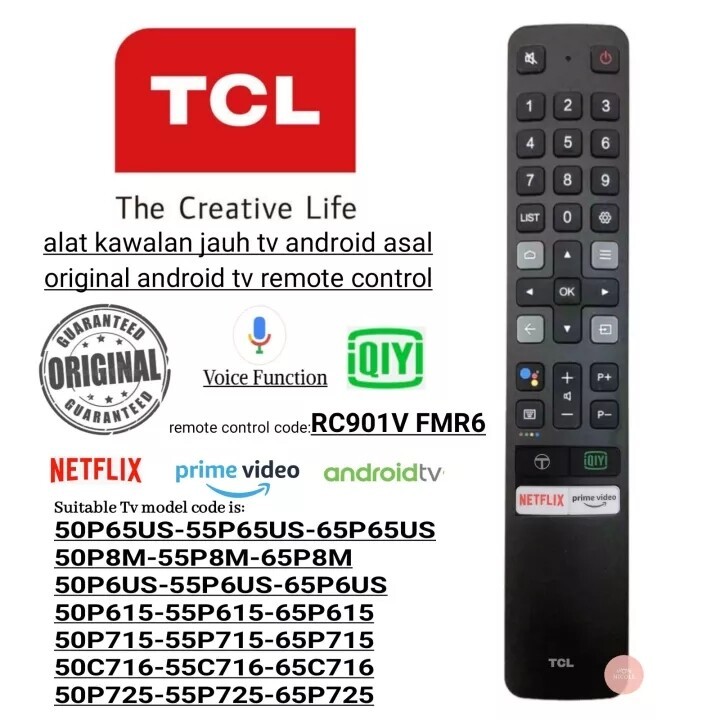 ใหม่สําหรับ TCL android TV รีโมทคอนโทรล RC901V FMR6 50P65US 55P65US 65P8 M 55P8M 65P8M TCL android T