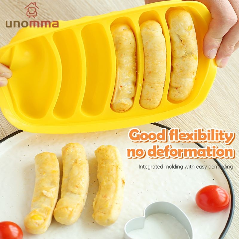 แม่พิมพ์ซิลิโคน รูปไส้กรอกแฮม พร้อมฝาปิด สําหรับทําฮอตดอกฮอตดอก เบเกอรี่ DIY unomma