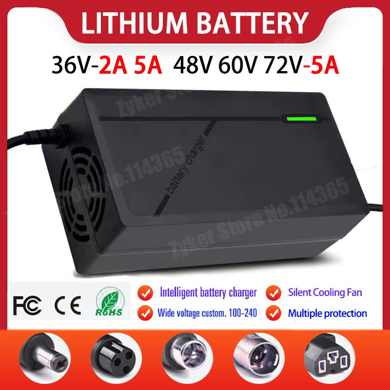 36V 48V 60V 72V Charger 2A 5A Lithium Battery Pack 42 54.6 67.2 84V 10 13 16 20S Smart Intelligent F
