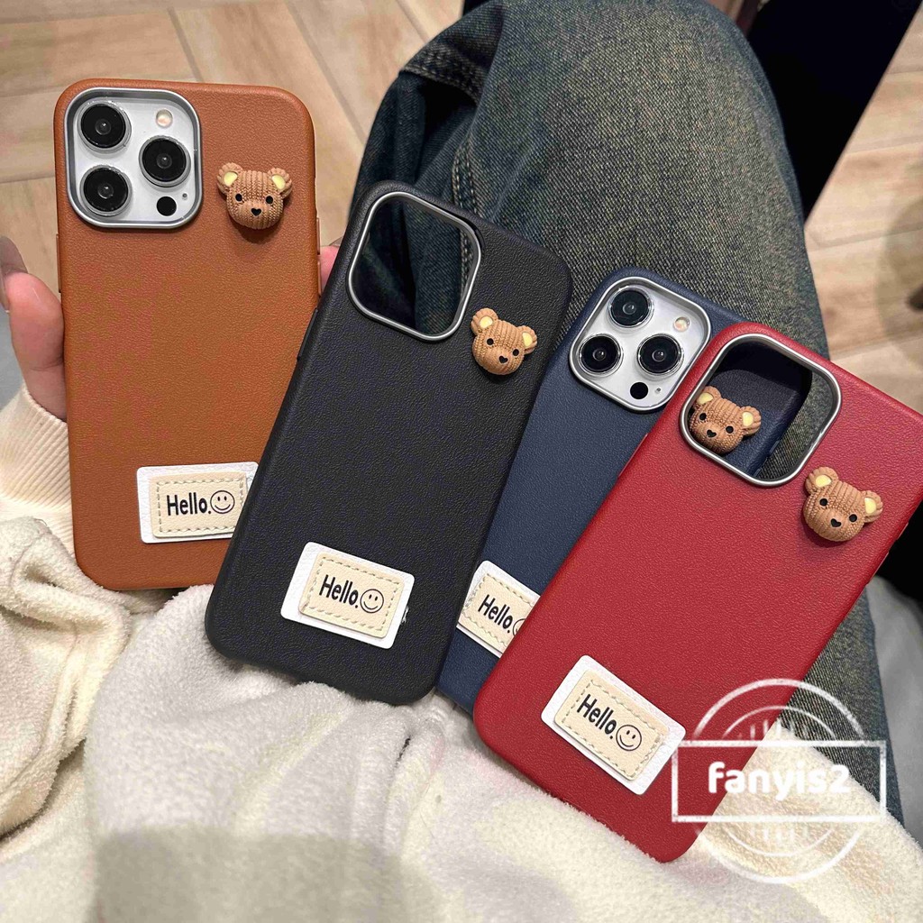 สําหรับoppo A3X A18 A57 A16 A15 A58 A60 A77 A79 A5S A3S A53 A54 A55 A5 A9 A12 A98 A78 A74 A92 A93 A94 เคสหนังRetroปลอกการ์ตูนหรูหรา 3Dหมีกันกระแทกหรูหรา