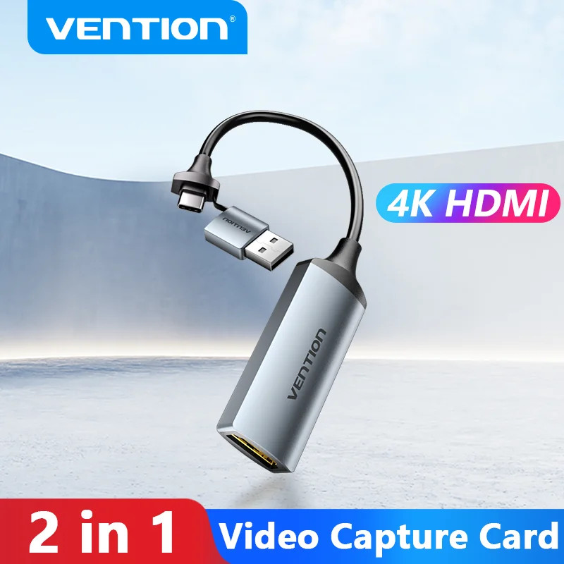 Vention การ์ดจับภาพวิดีโอ 4K HDMI to USB3.0/Type C HDMI Video Grabber Box Switch PS4/5 สําหรับกล้อง 