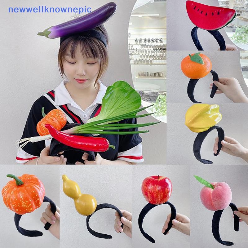 Newwellknownepic ตลกจําลองผลไม้ผักผม Hoop ขนมปังแครอทกล้วย Hairband พริกไทยวันเกิดคอสเพลย์ฮาโลวีน Headwear TH
