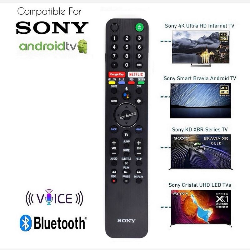 Sony Bravia Android TV 4K Ultra HD รีโมทคอนโทรลบลูทูธ RMT-TX500U พร้อมเสียง Netflix, Google Play