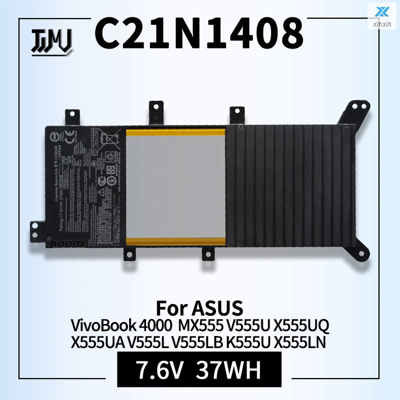 C21n1408 7.6V 37Wh แบตเตอรี่แล็ปท็อปสำหรับ Asus VivoBook 4000 i5 i7 5500U v555lb x555aq x555ua V555L