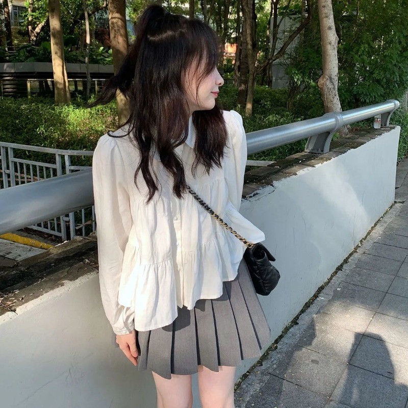 🧡LINNA🧡เวอร์ชั่นเกาหลี สีทึบ เสื้อเชิ้ต สันทนาการ แฟชั่น