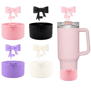 น้ําตาล 7.5 ซม. แก้วน้ํา ซิลิโคน บูต,10 มม.โบว์รูปร่างฟางฝาค…