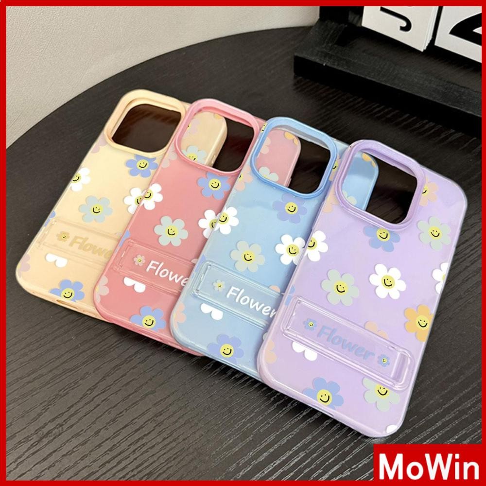 Movin - สำหรับ iPhone 16 Pro Max iPhone 13 11 พร้อมเคสขาตั้งพับได้ TPU นุ่มเงาสีลูกกวาด ดอกไม้สวยๆ สีสันสดใส น่ารัก Compatible iPhone15 Pro max 14 13 12 Pro Max