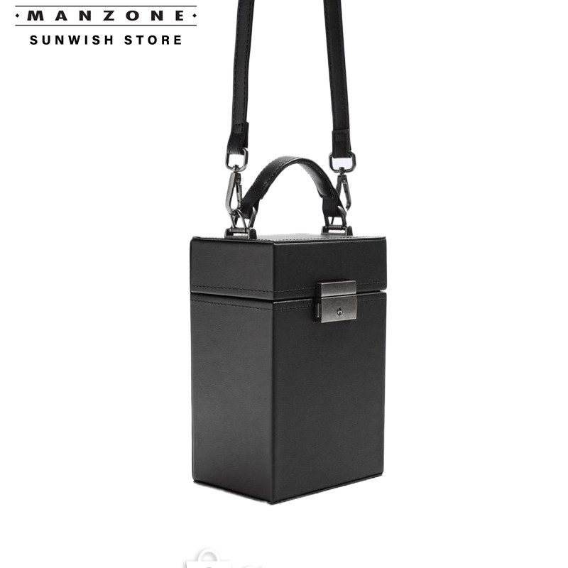 Sunwish STORE -ZR- No.UR22 Special Cuboid Leather New Sling Bag Men Hard Box Pocket Shoulder Bag