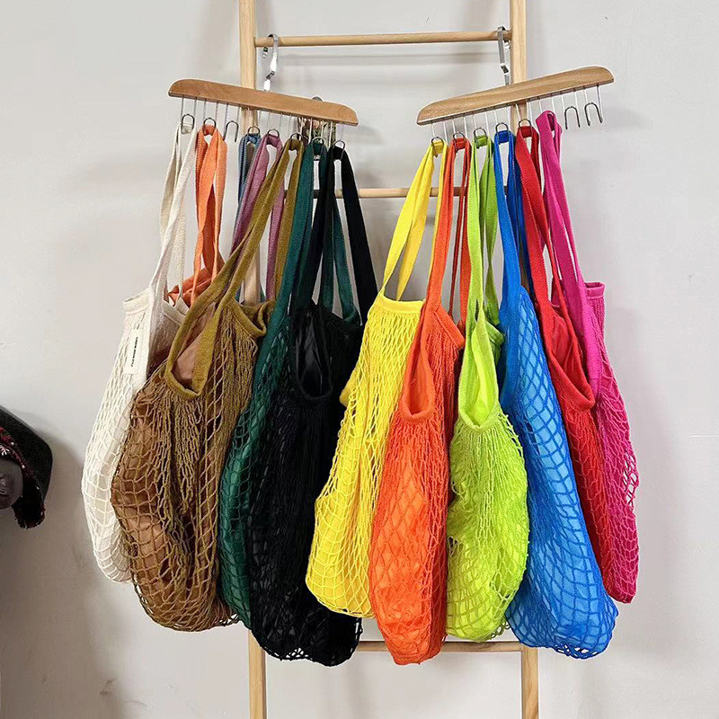 กระเป๋าไปทะเล  กระเป๋าตาข่ายถือ Totes ถุงช้อปปิ้งซุปเปอร์มาร์เก็ตใส่อาหาร ผลไม้ เครื่องดื่ม มีหูหิ้วแบบสั้น-ยาว