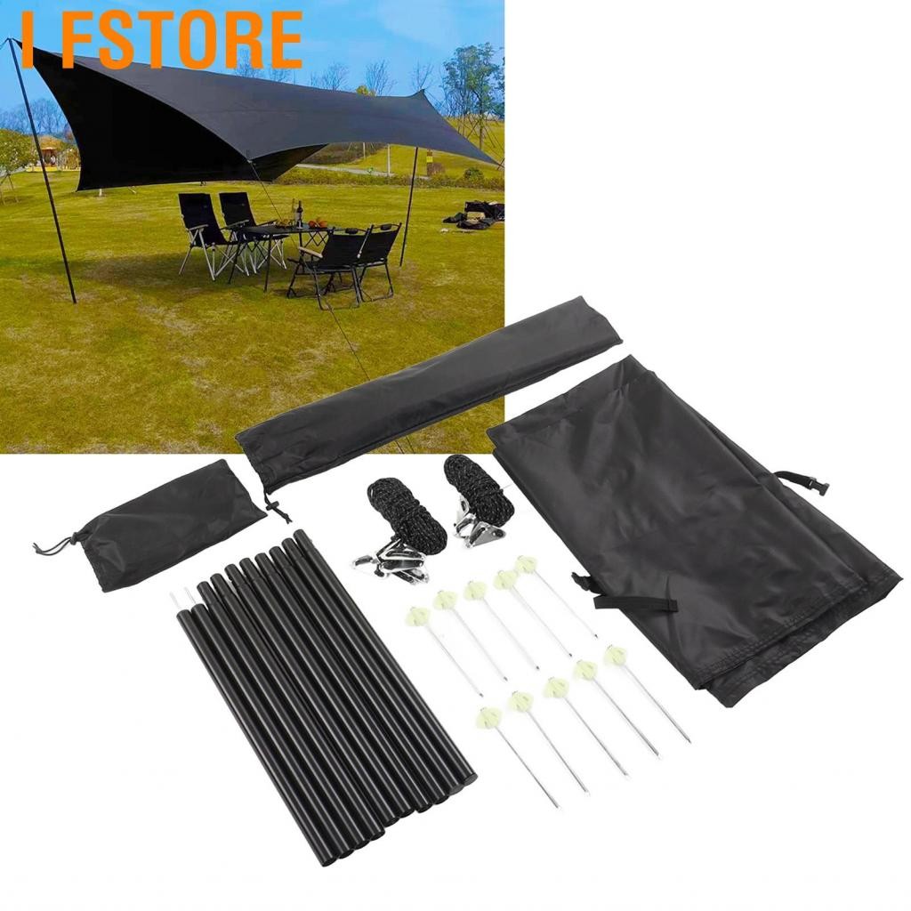 I Fstore กลางแจ้งPergola Canopyแรเงาเต็มรูปแบบสำหรับYard Camping 300DตรวจสอบPU5000mmสีดำอุปกรณ์บาร์บ