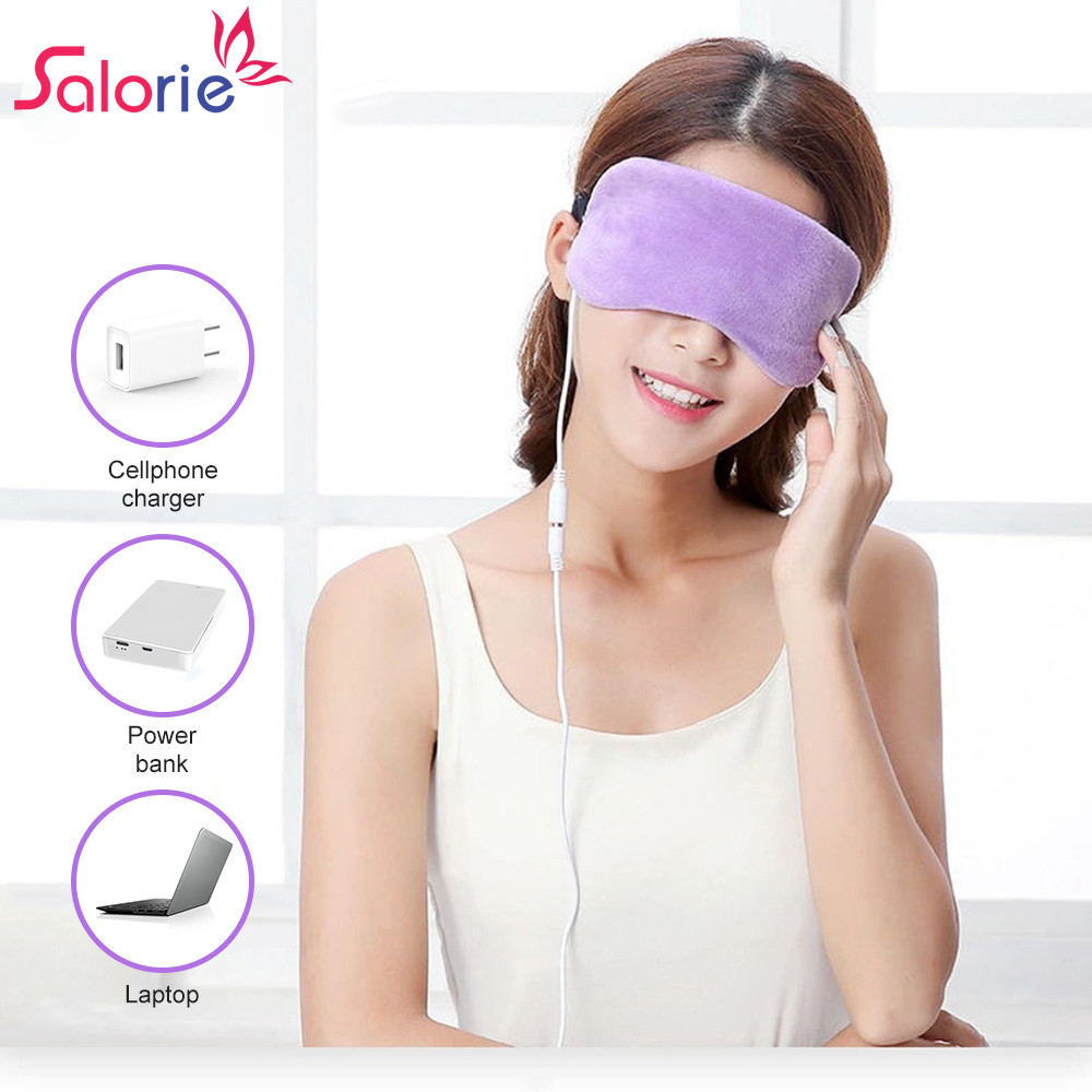 Salorie USB Wire Hot Compress Eye Mask Eyeshade Sleeping Eyemask ปกแบบใช้ซ้ําได้ Eyepatch Blindfolds Eye Care