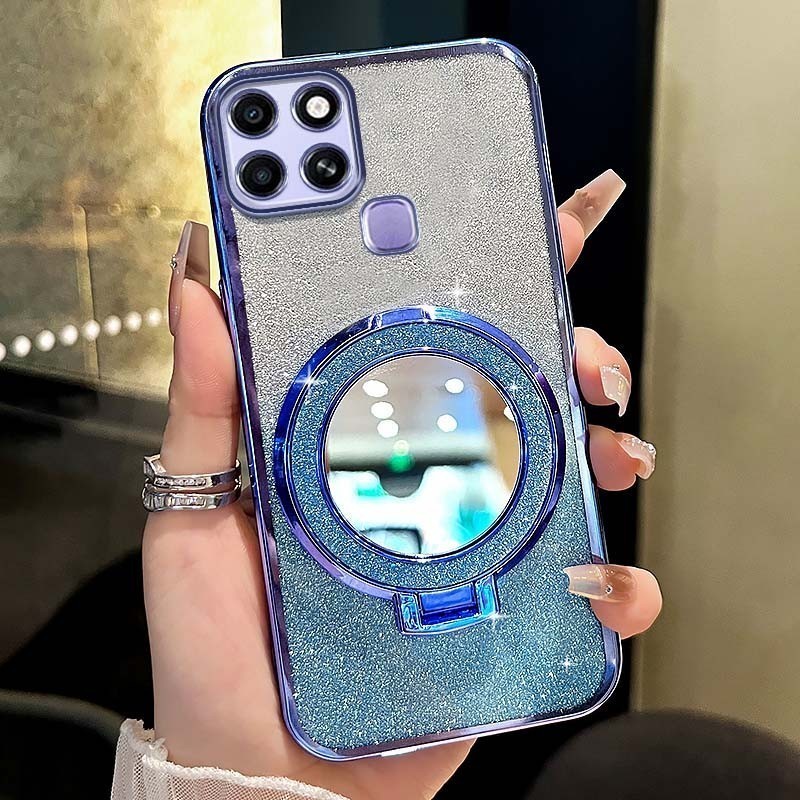 เคสโทรศัพท์ Infinix Smart 6 HD X6511 X6511B X6511E X6512 กรณีกระจกด้านหลังแม่เหล็กดูดวงเล็บเคสโทรศัพท์กันกระแทก - รูปที่ 2