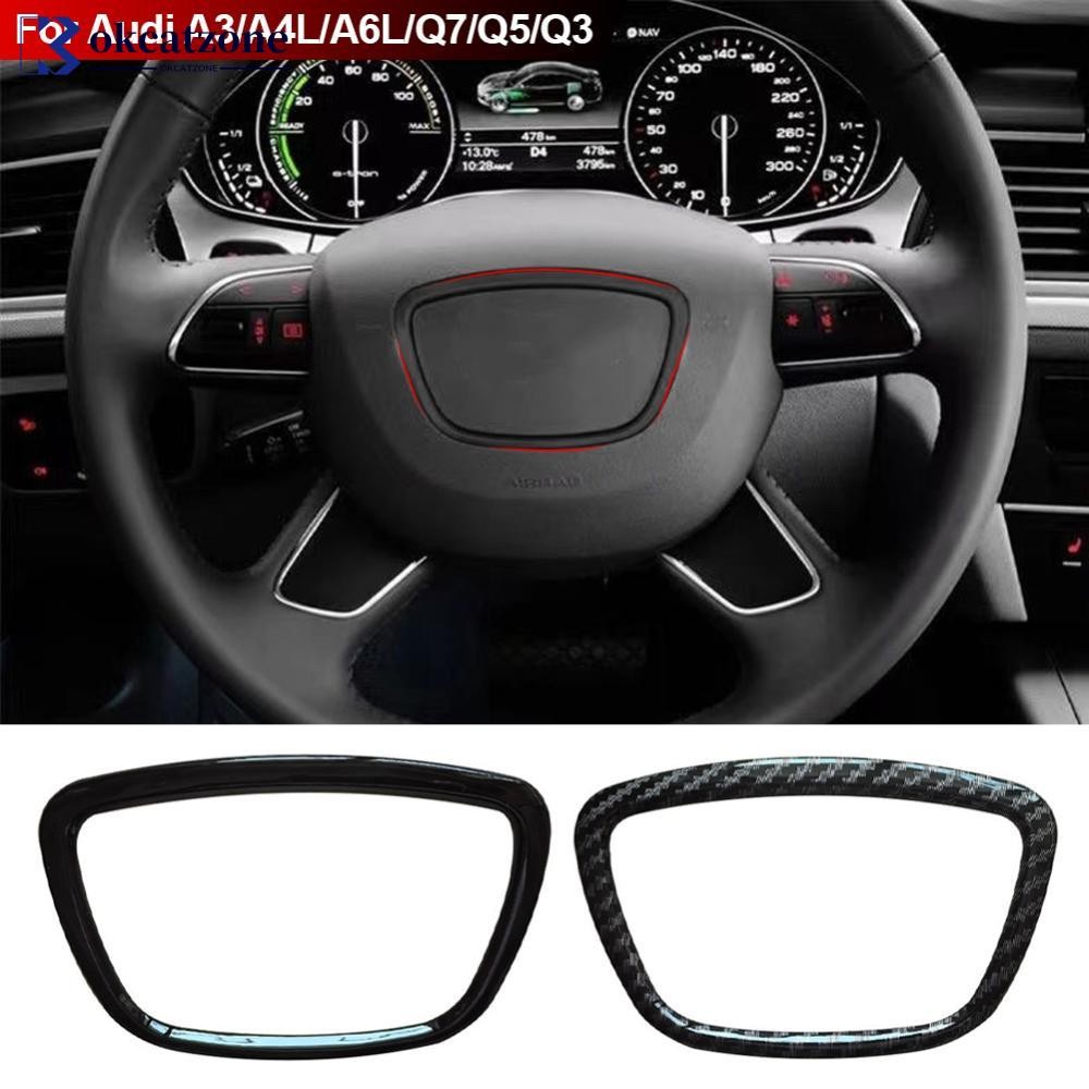 OKCATZONE รถพวงมาลัยแผงกลางโลโก้กรอบตกแต่งสําหรับ Auto Audi A3 A4L A5 A6L A8L Q3 Q5 Q7 J8U7