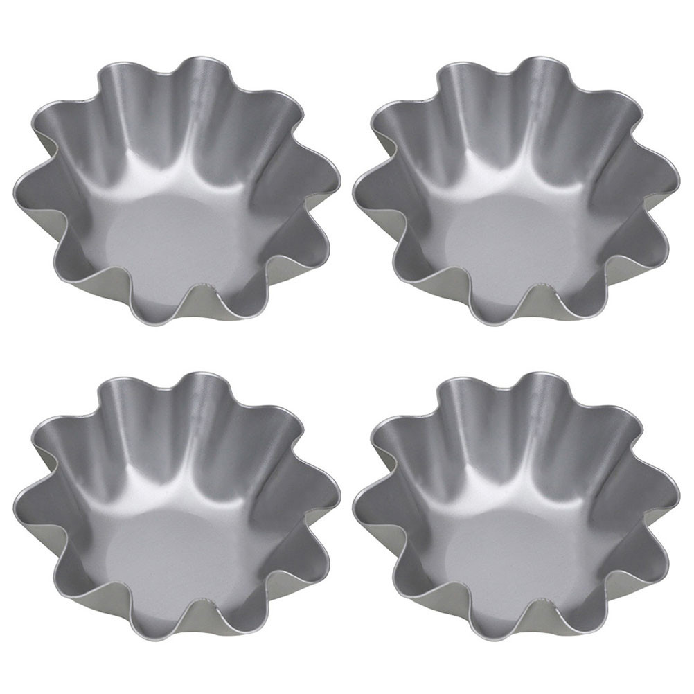 แม่พิมพ์ทาร์ตไข่ 4 ชิ้นอลูมิเนียมอัลลอยด์ทาร์ต Moulds Mini Tart Pans อุปกรณ์ครัว
