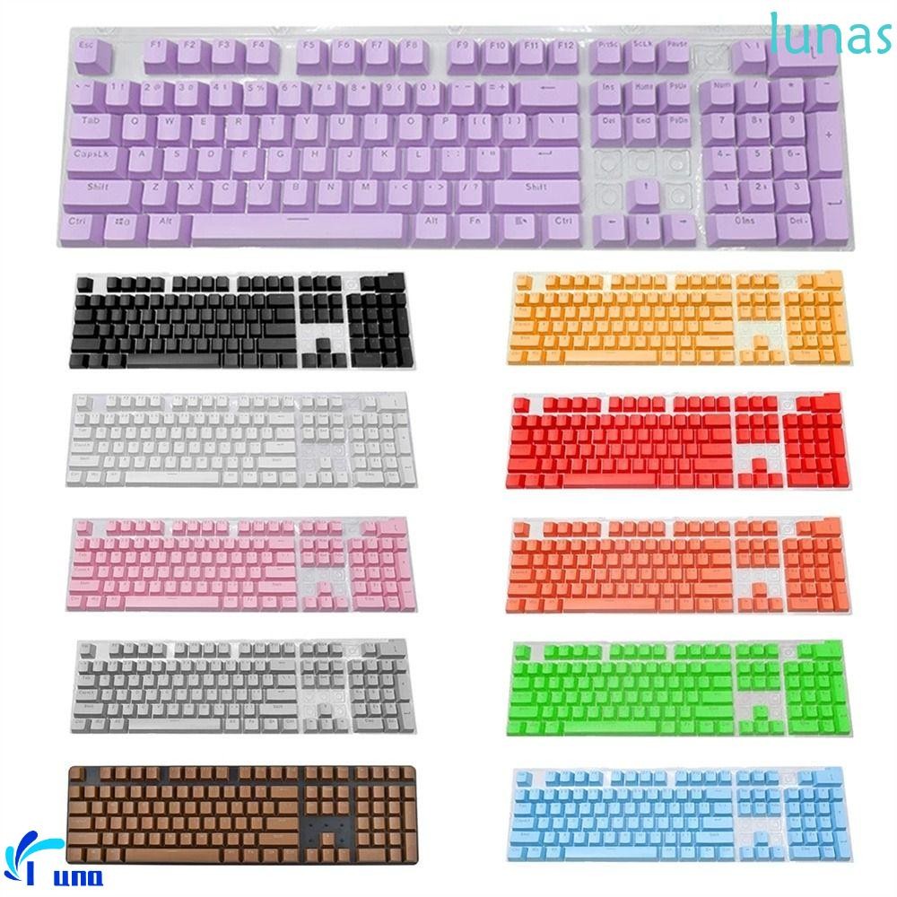 LUNASOL คีย์บอร์ด Keycap 104 ชิ้น Universal Mechanical Keyboard 61/ 87 980k ปุ่มกดเปล่าสีสันสดใส