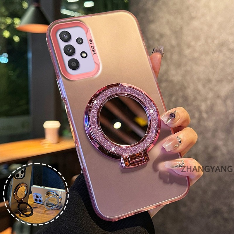 สําหรับ Samsung A32 A52 A52s A72 วงเล็บหรูหราไฟฟ้าไล่ระดับแฟลชผงออกแบบใหม่เคสโทรศัพท์ SJSFDDB