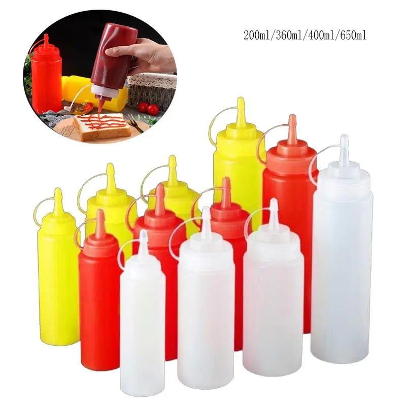 1pc Squeeze Bottle for Condiments - Ketchup, Mustard, Olive Oil Dispenser with Cap Lids for Salad Sa